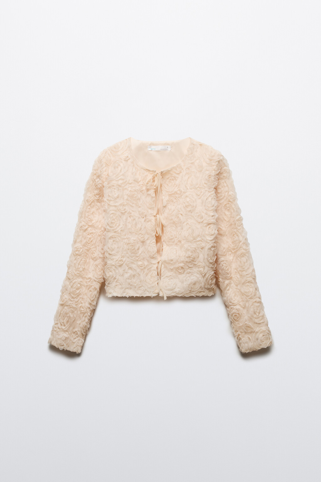 Жакет на завязках с объемными цветами - цвет бежевый - 10