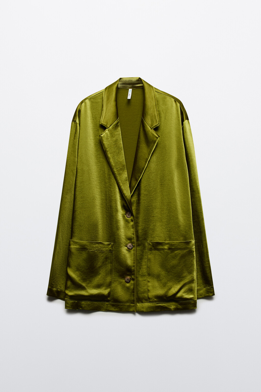 Жакет oversize из атласной ткани - цвет зеленый - 9