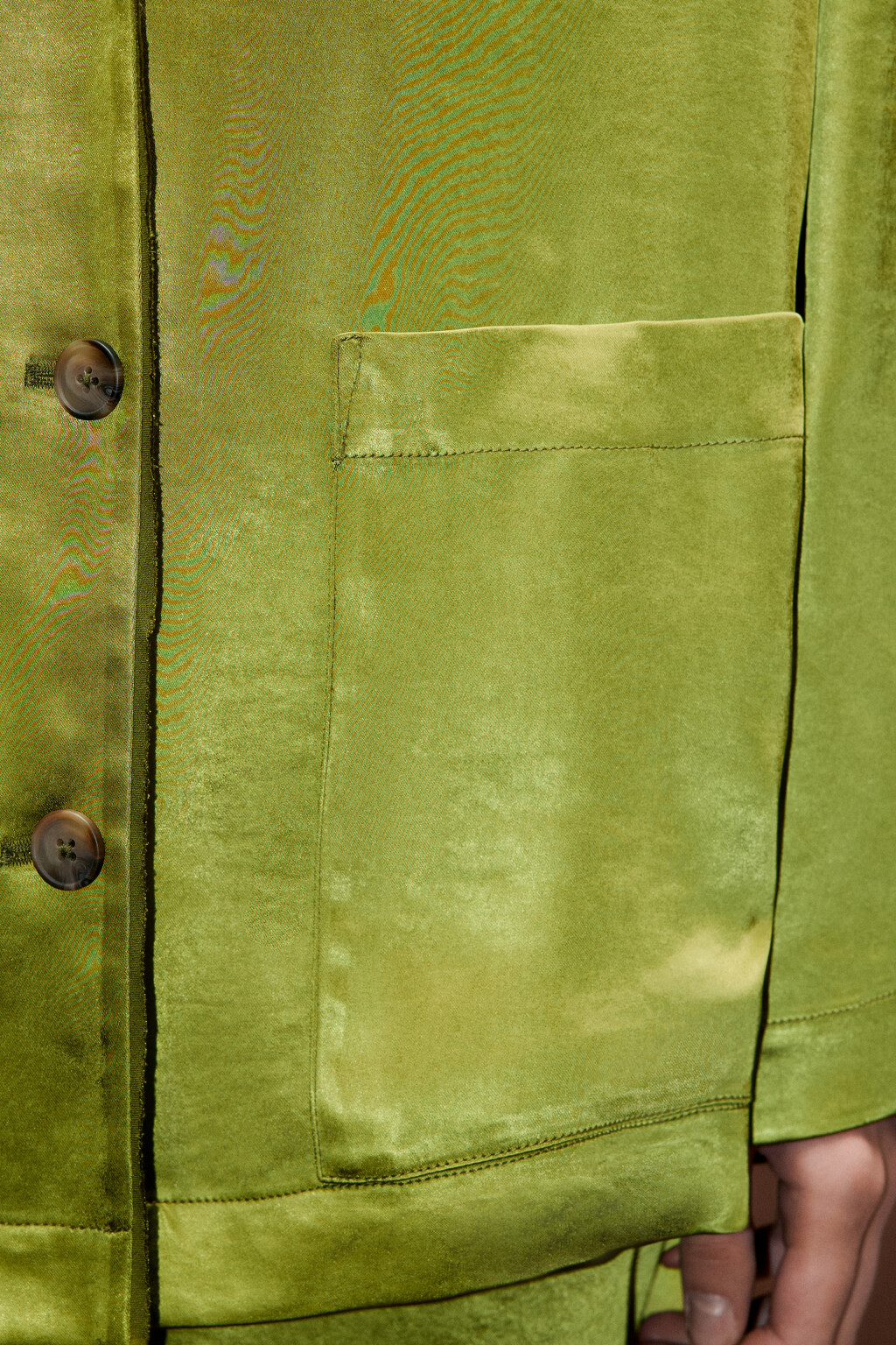 Жакет oversize из атласной ткани - цвет зеленый - 8