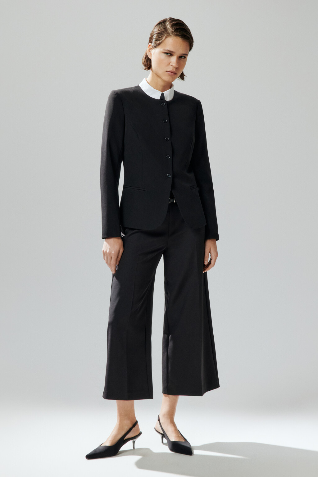 Пиджак приталенный однобортный - цвет черный - 4