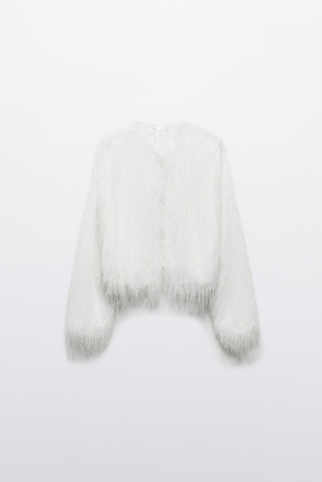 Жакет на крючках с длинной бахромой - цвет белый - 7