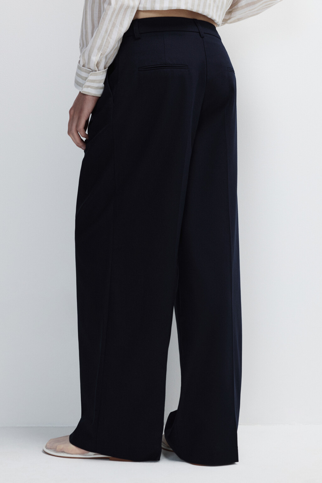 Брюки широкие костюмные со стрелками - цвет синий - 3