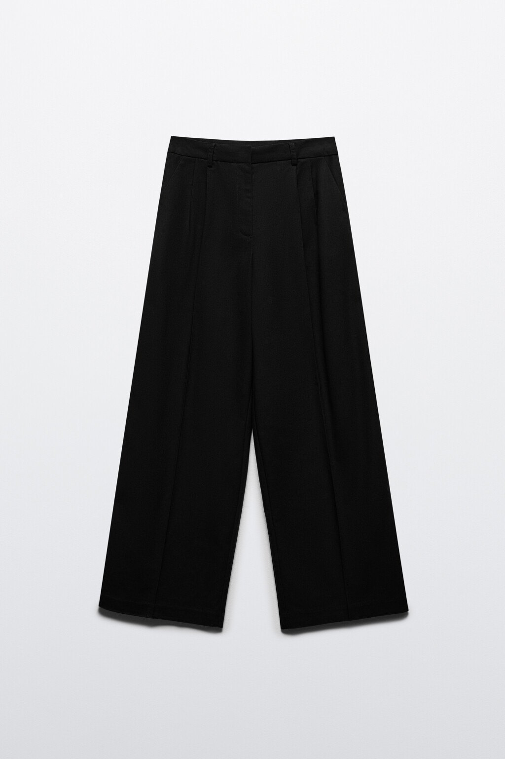 Брюки широкие костюмные со стрелками - цвет черный - 8