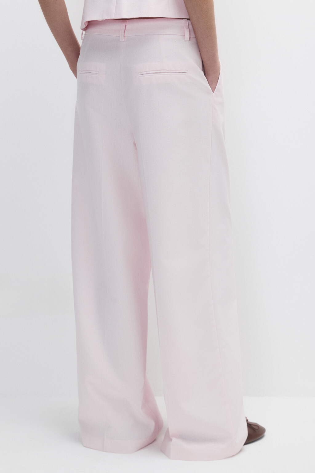 Брюки широкие костюмные со стрелками - цвет розовый - 3