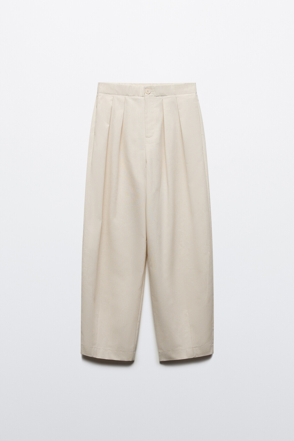 Брюки-бананы костюмные со складками - цвет бежевый - 8