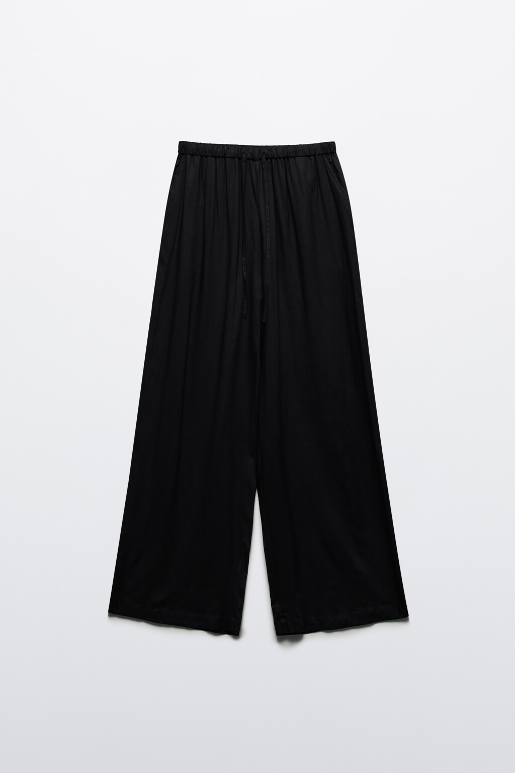 Брюки широкие вискозные с поясом-резинкой - цвет черный - 7