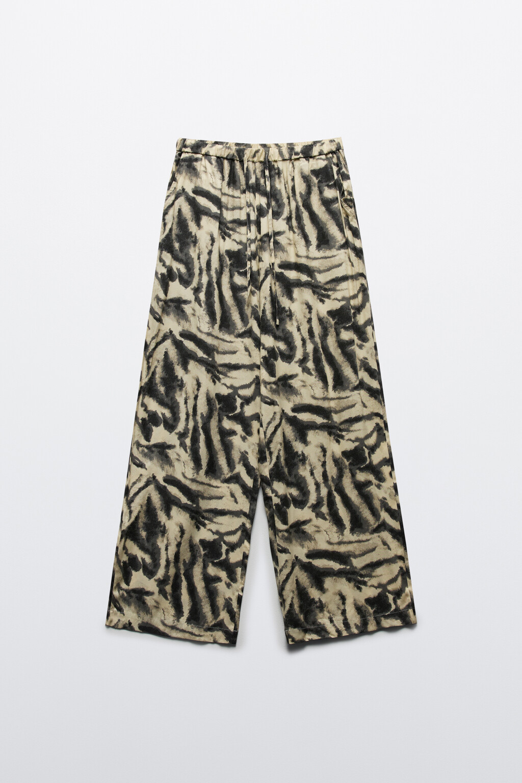 Брюки широкие вискозные с поясом-резинкой - цвет бежевый - 7