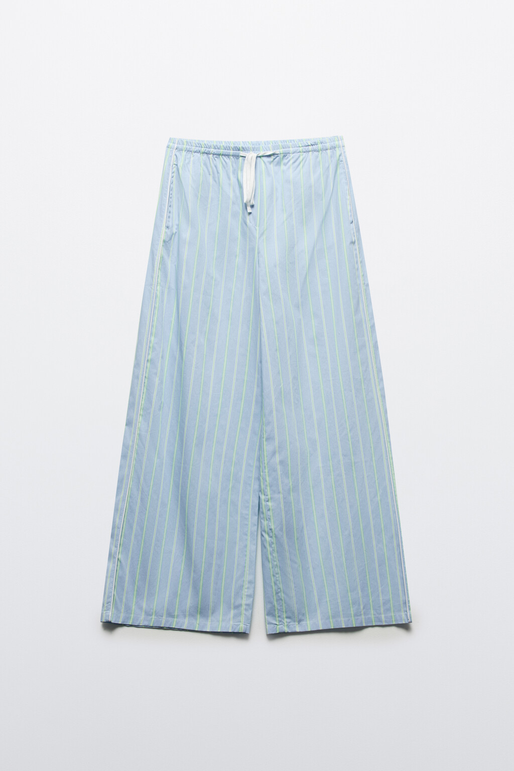 Брюки широкие хлопковые в полоску - цвет голубой - 7