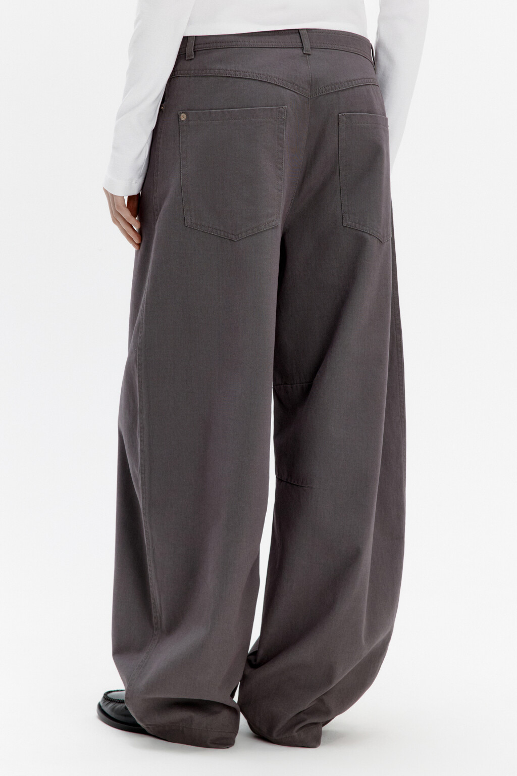 Брюки barrel fit широкие со средней посадкой - цвет серый - 3