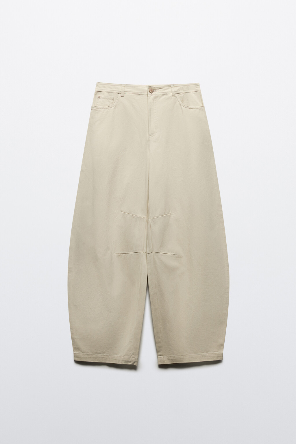 Брюки barrel fit широкие со средней посадкой - цвет бежевый - 7
