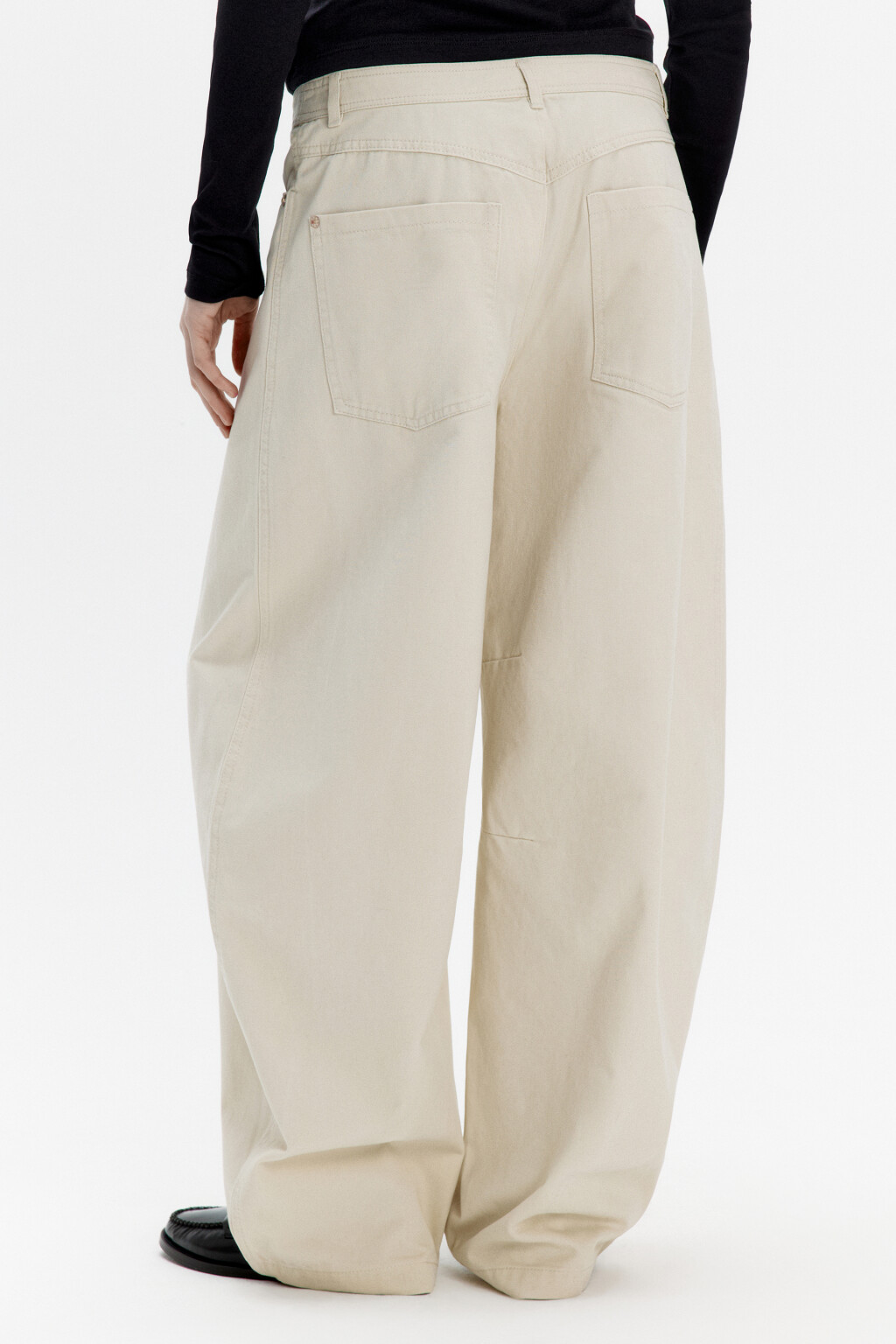 Брюки barrel fit широкие со средней посадкой - цвет бежевый - 3