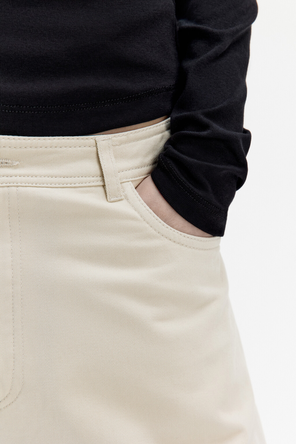 Брюки barrel fit широкие со средней посадкой - цвет бежевый - 6