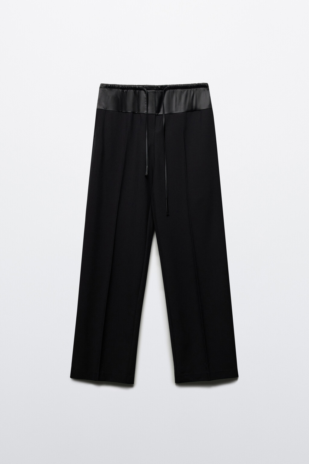 Брюки прямые костюмные с поясом на завязках - цвет черный - 7