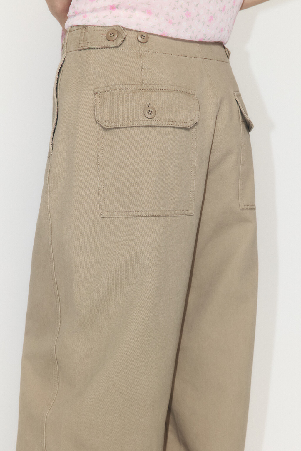 Брюки barrel fit широкие со средней посадкой - цвет бежевый - 5
