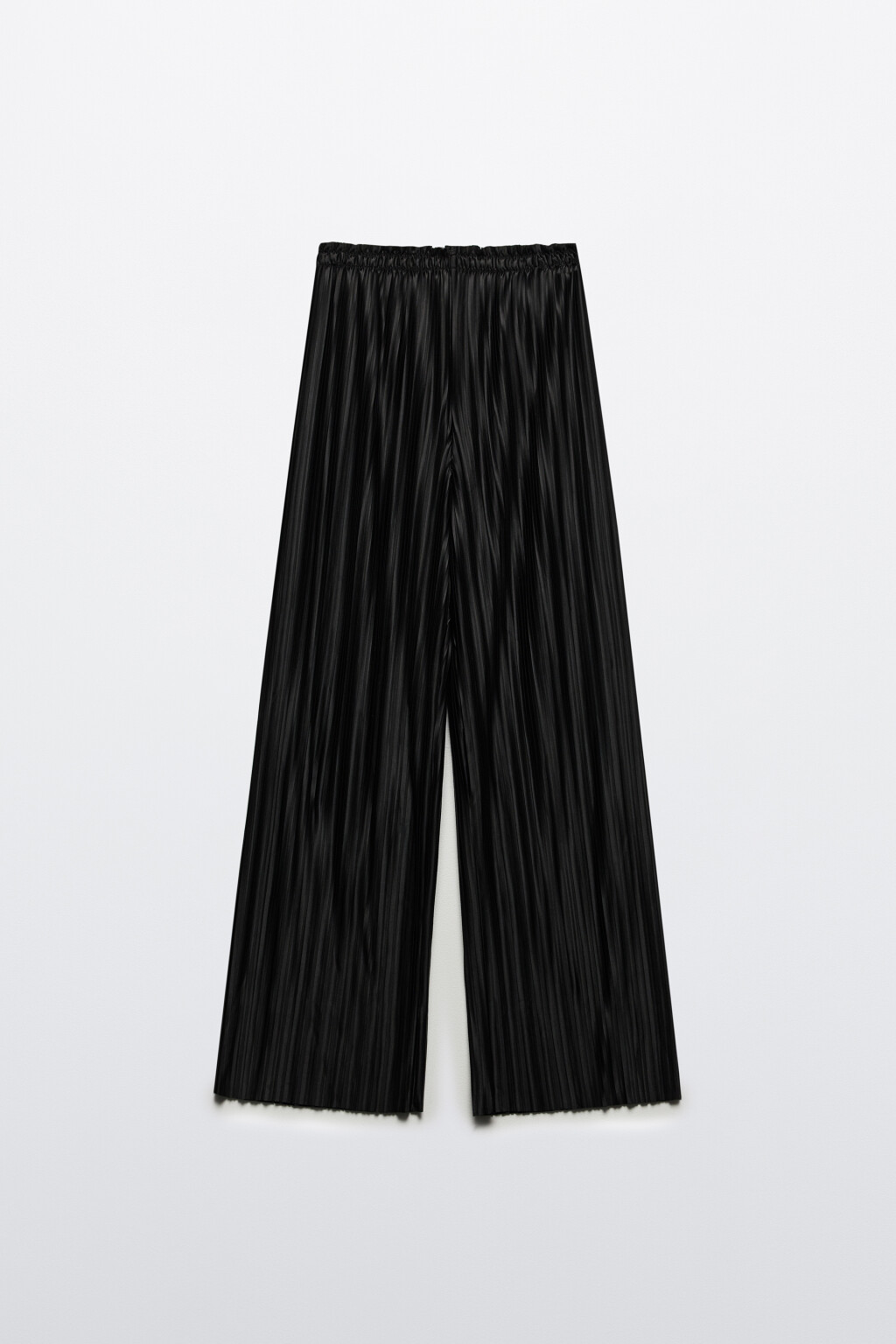 Брюки широкие атласные с высокой посадкой - цвет черный - 7