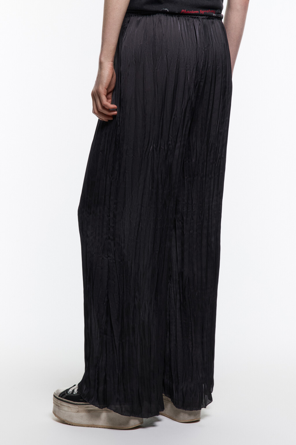 Брюки прямые из жатой ткани - цвет серый - 4