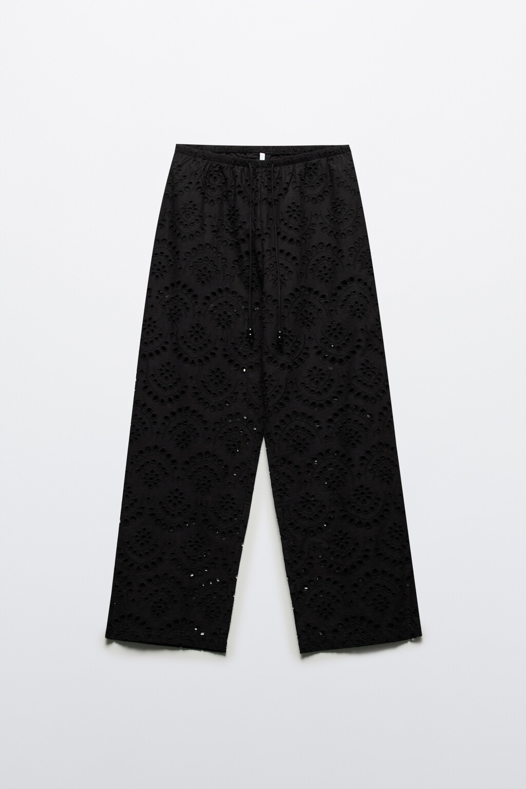 Брюки ажурные на завязках с бусинами - цвет черный - 7