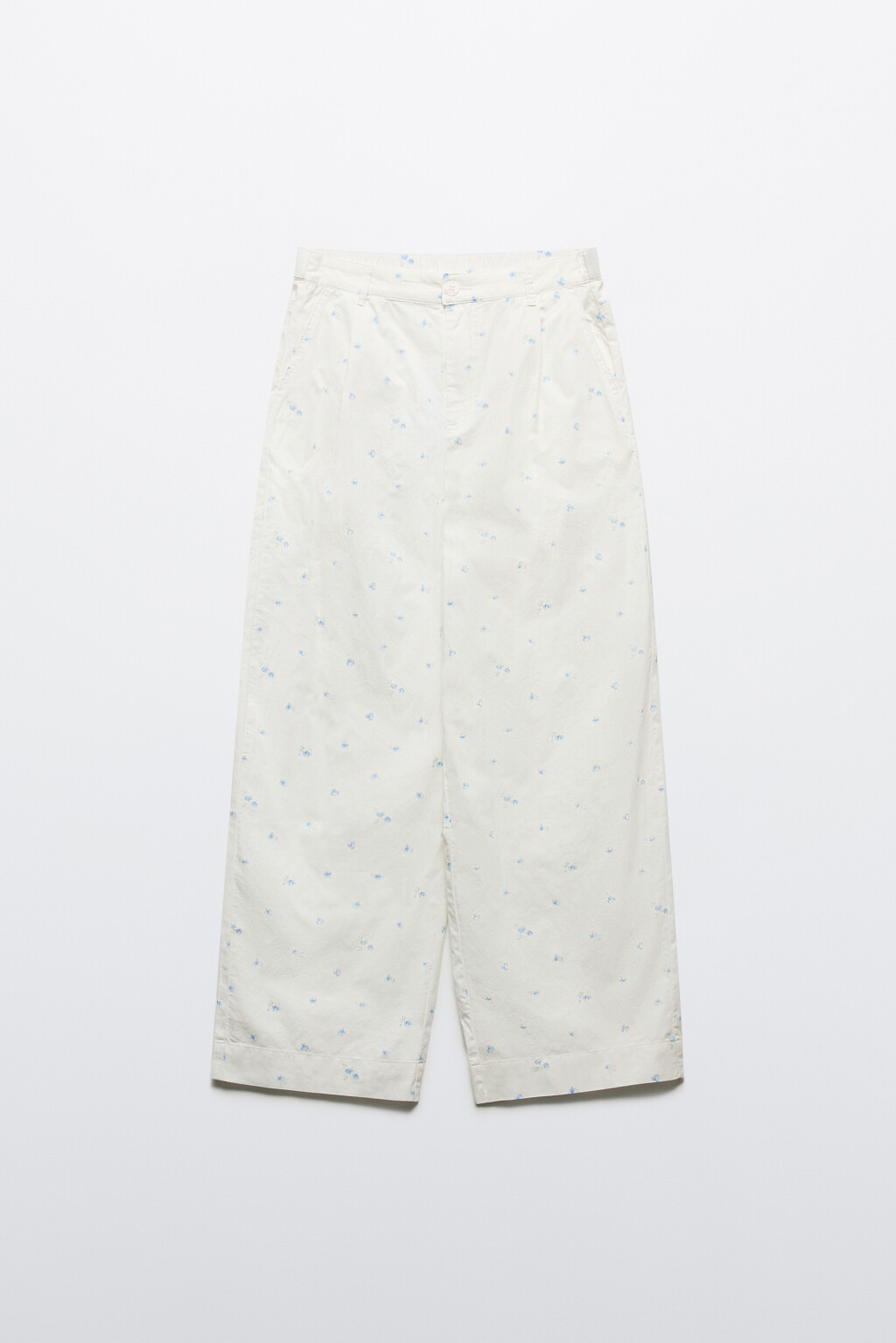 Брюки широкие с цветочным принтом - цвет белый - 7