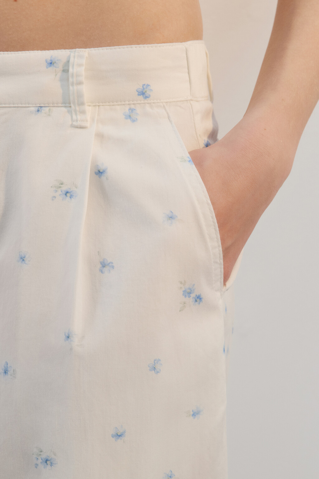 Брюки широкие с цветочным принтом - цвет белый - 6