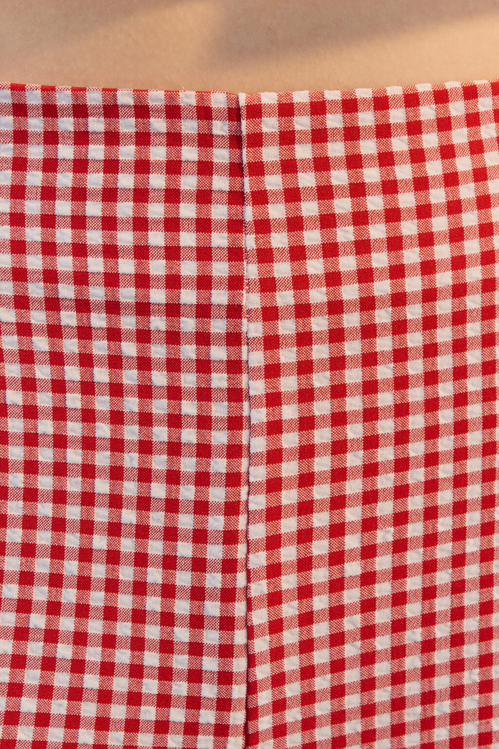 Брюки в клетку с разрезами и завязками - цвет красный - 6