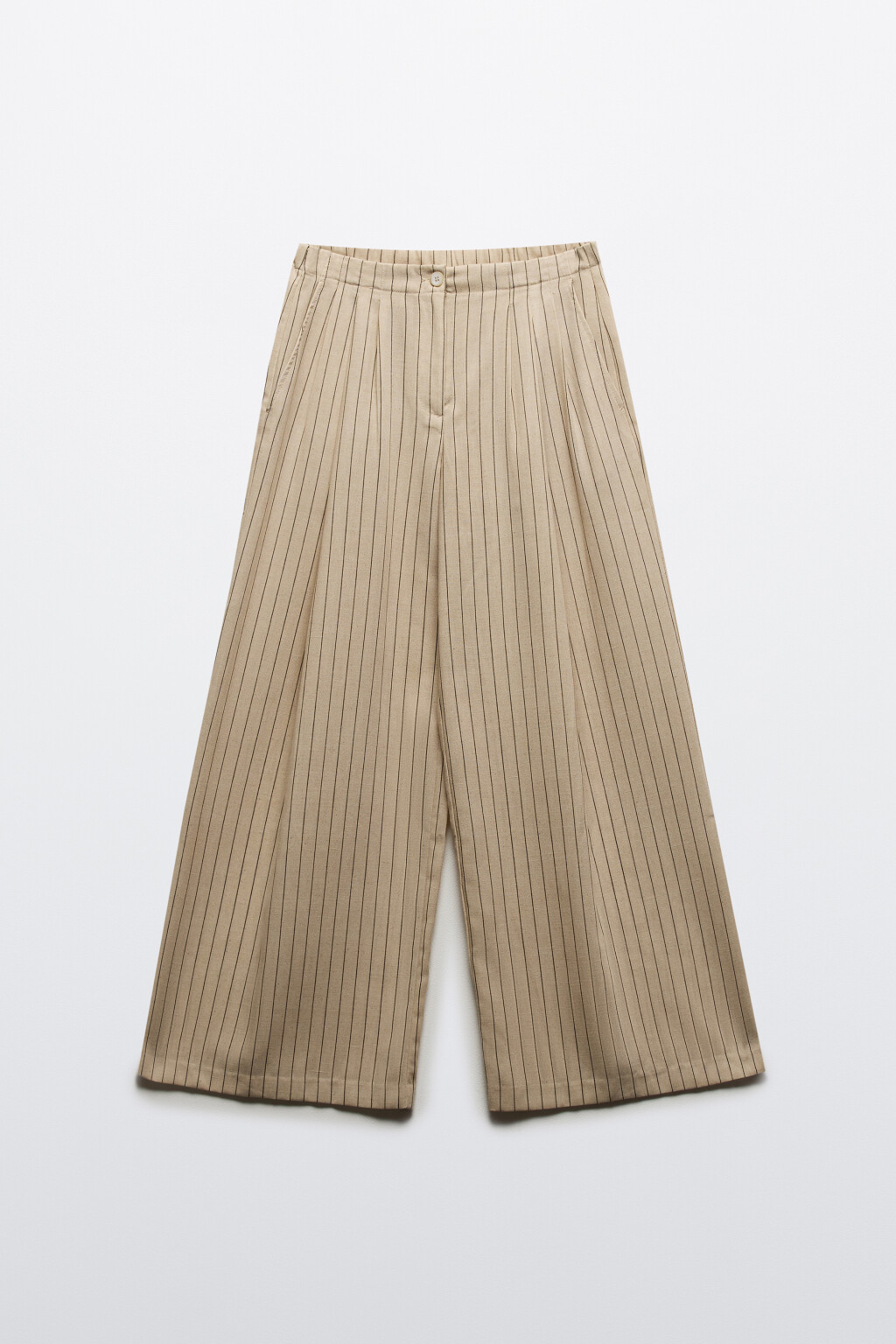 Брюки широкие в полоску - цвет бежевый - 7