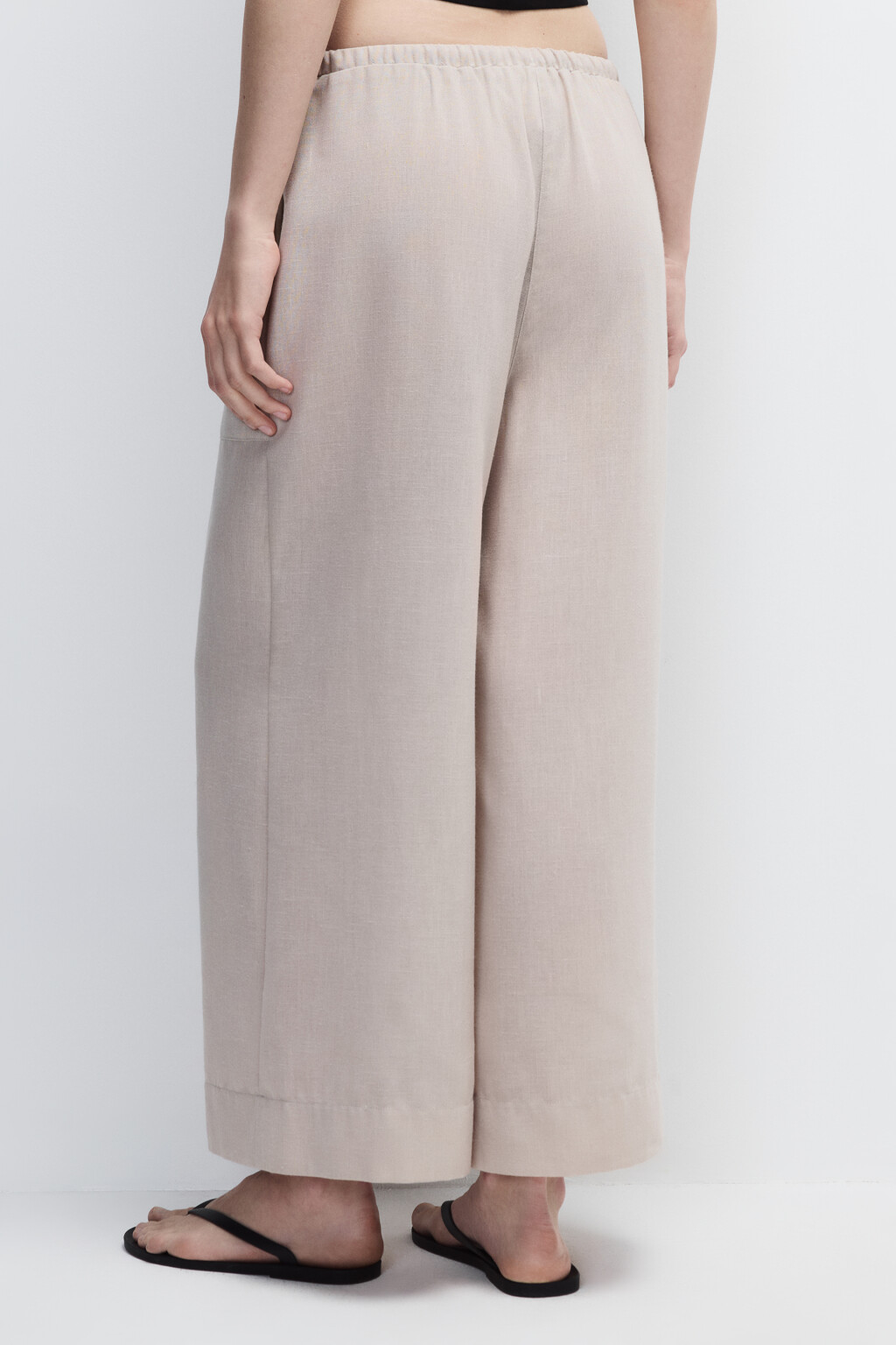 Брюки широкие с накладными карманами - цвет бежевый - 3