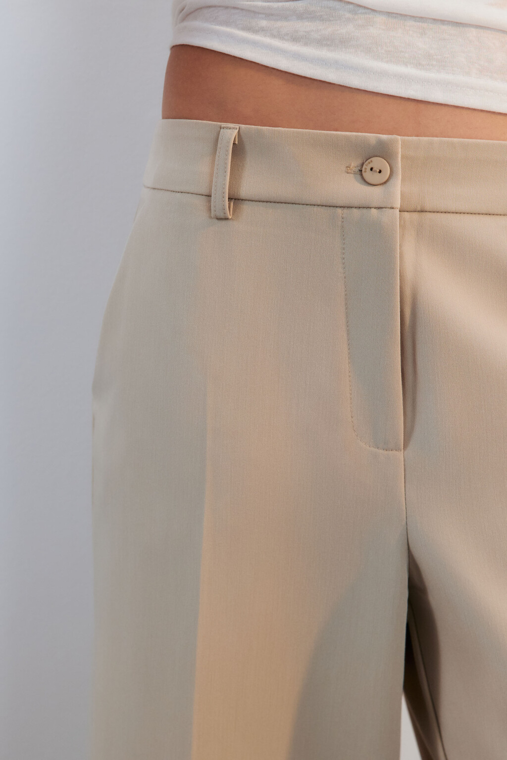 Брюки широкие костюмные со стрелками - цвет бежевый - 6