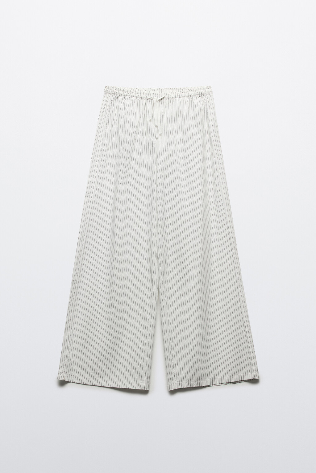 Брюки широкие хлопковые в полоску - цвет черный - 9