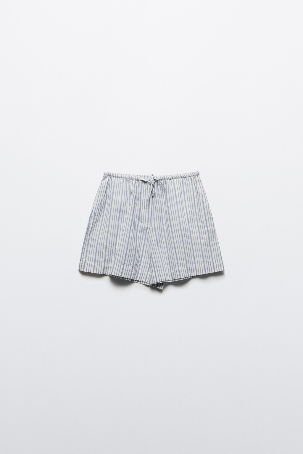 Шорты льняные в полоску - цвет голубой - 7