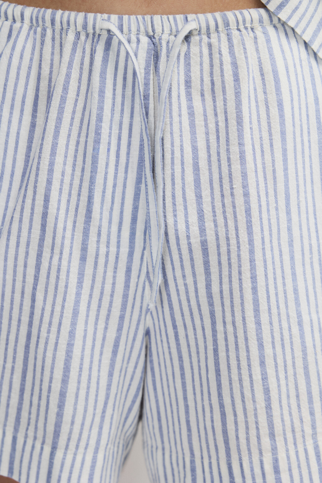 Шорты льняные в полоску - цвет голубой - 5