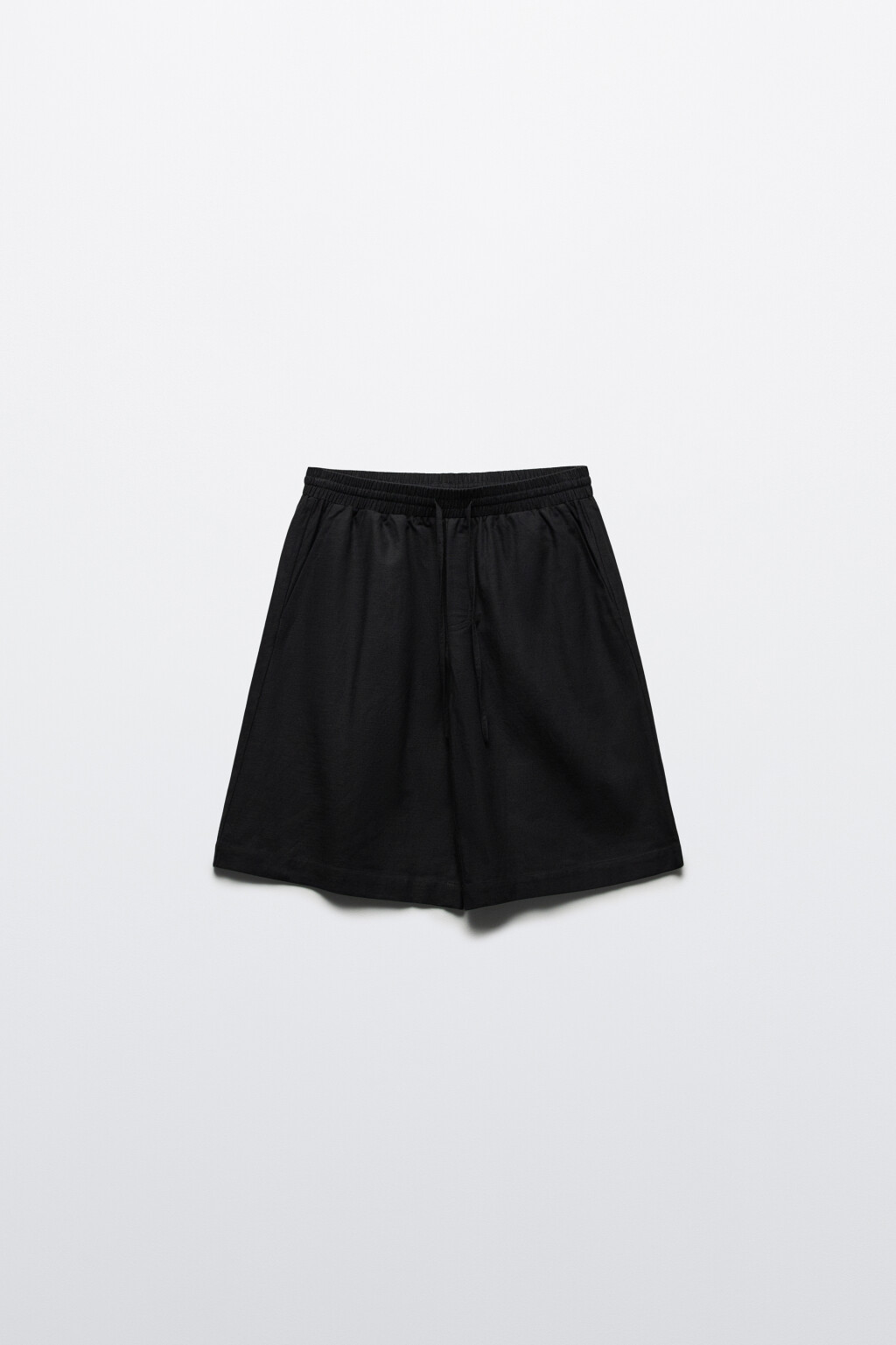 Шорты льняные с поясом на завязках - цвет черный - 7