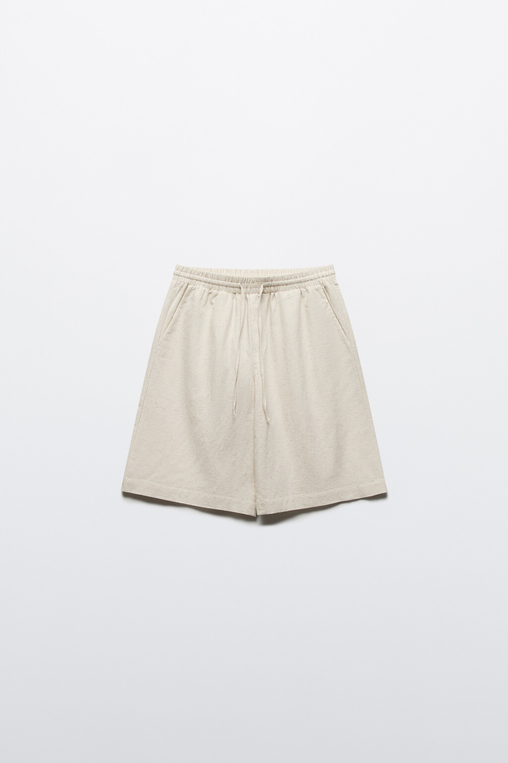 Шорты льняные с поясом на завязках - цвет бежевый - 8