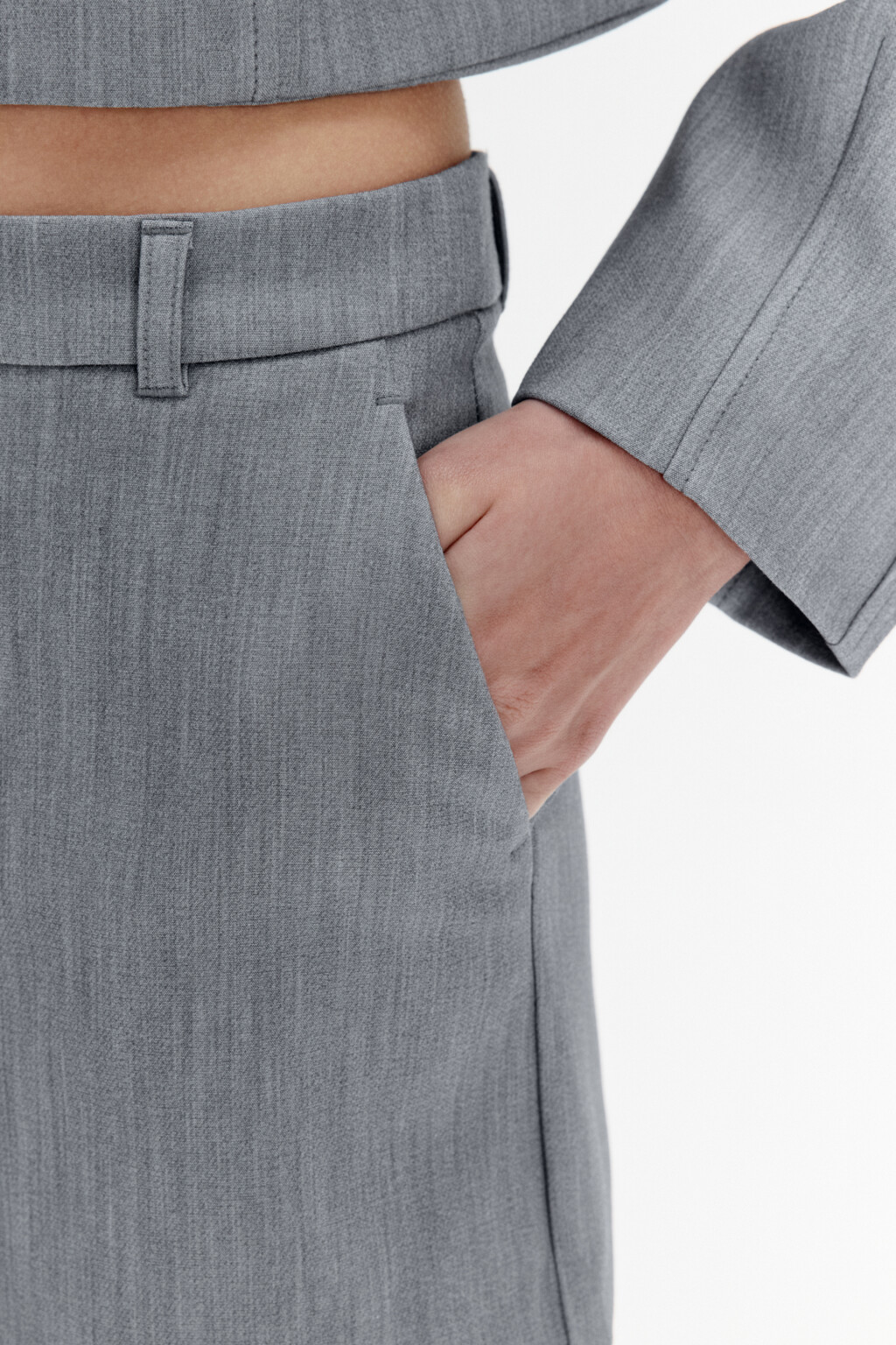 Шорты мини костюмные с высокой посадкой - цвет серый - 7