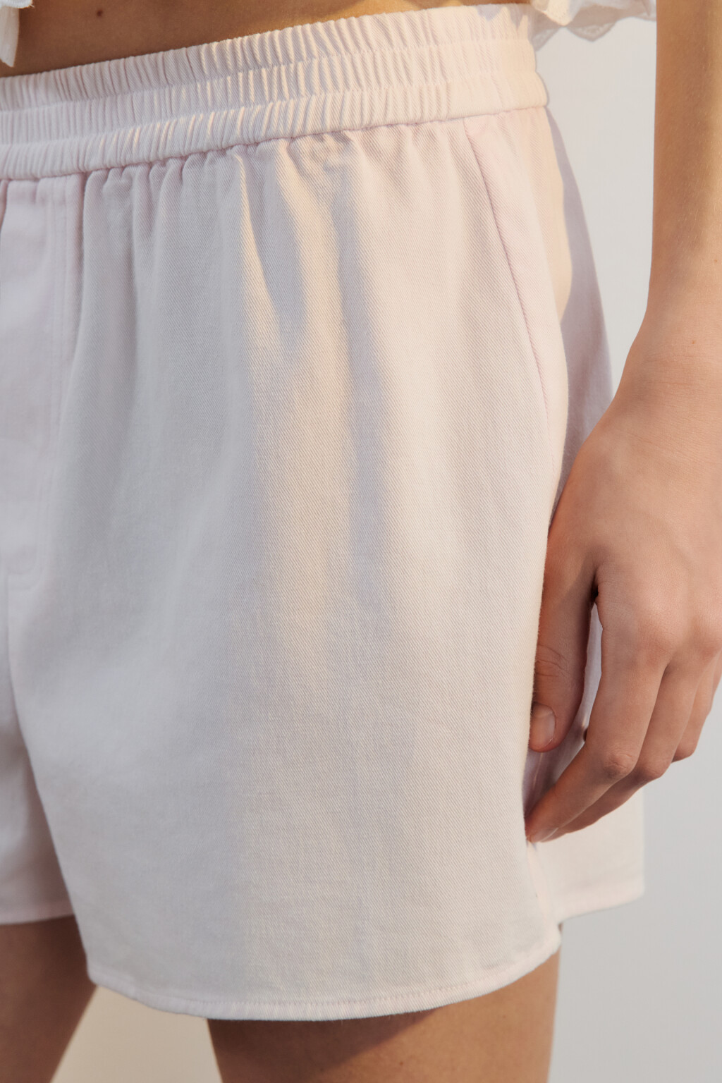 Шорты хлопковые с поясом-резинкой - цвет розовый - 7