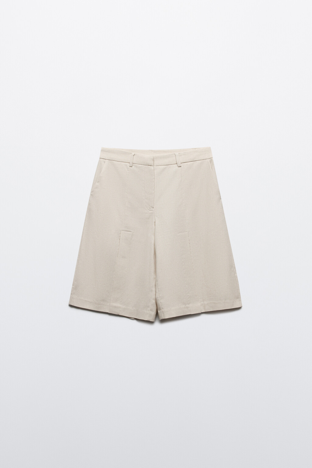 Шорты-бермуды костюмные льняные - цвет бежевый - 7