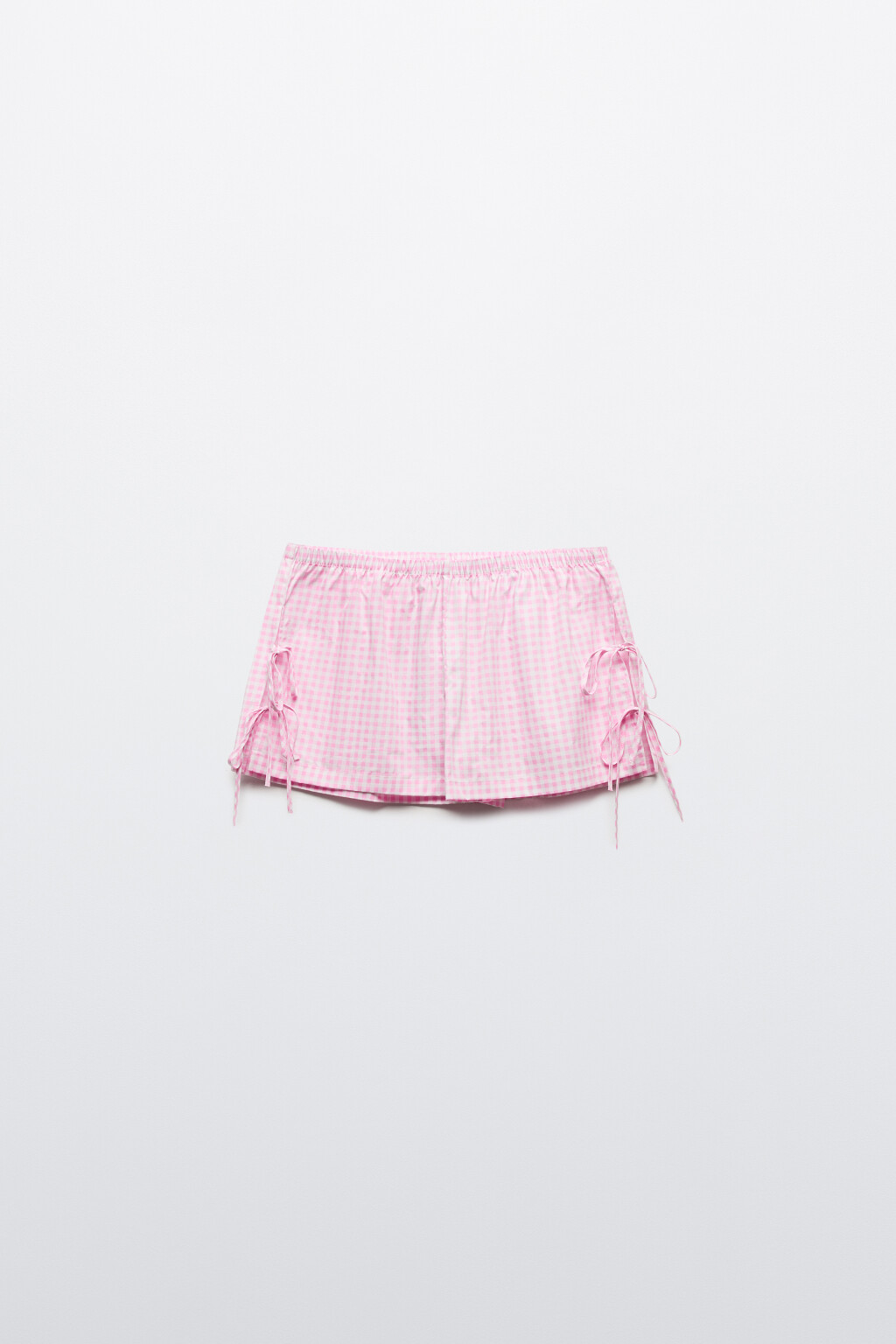 Шорты в клетку с разрезами и завязками - цвет розовый - 10
