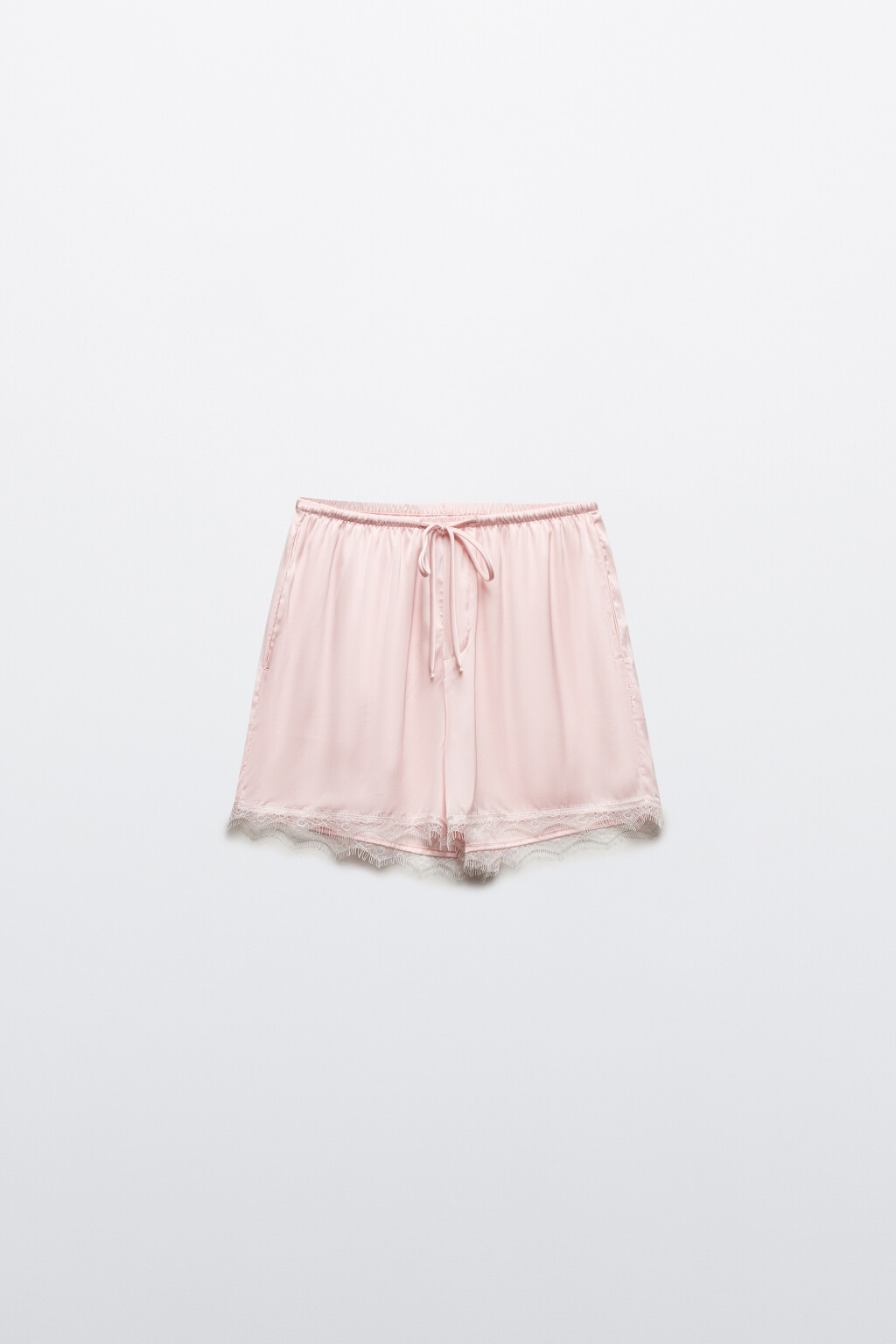 Шорты атласные с кружевом - цвет розовый - 7