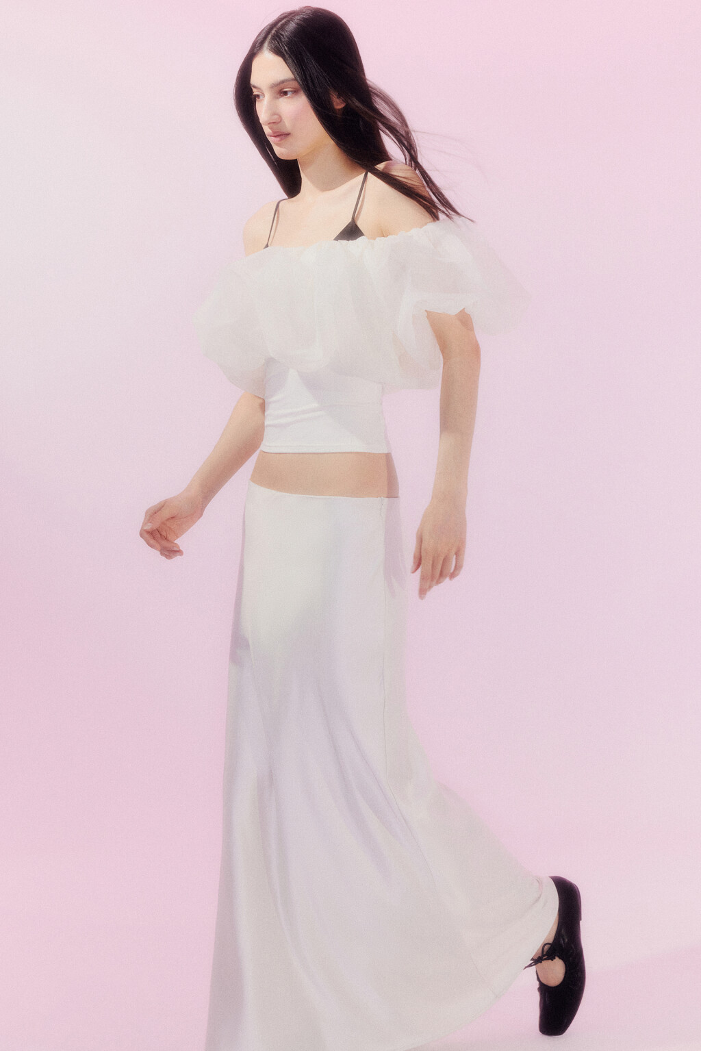 Юбка-годе макси атласная - цвет бежевый - 8