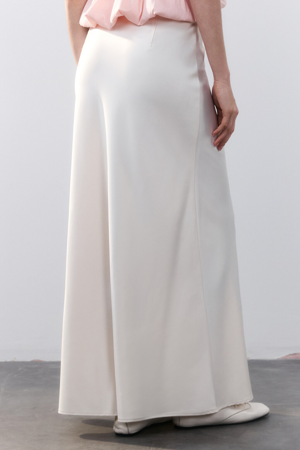 Юбка-годе макси атласная - цвет бежевый - 4