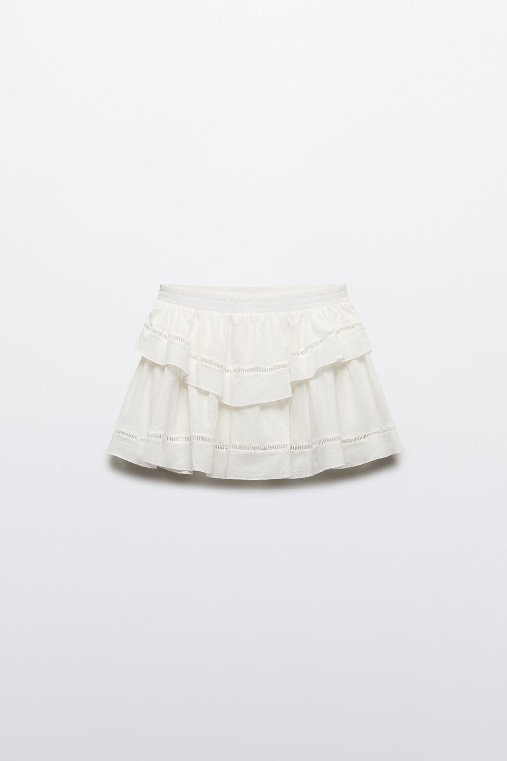 Юбка-шорты ажурная с воланами - цвет белый - 7