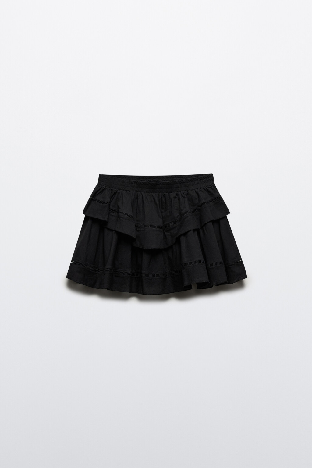 Юбка-шорты ажурная с воланами - цвет черный - 8