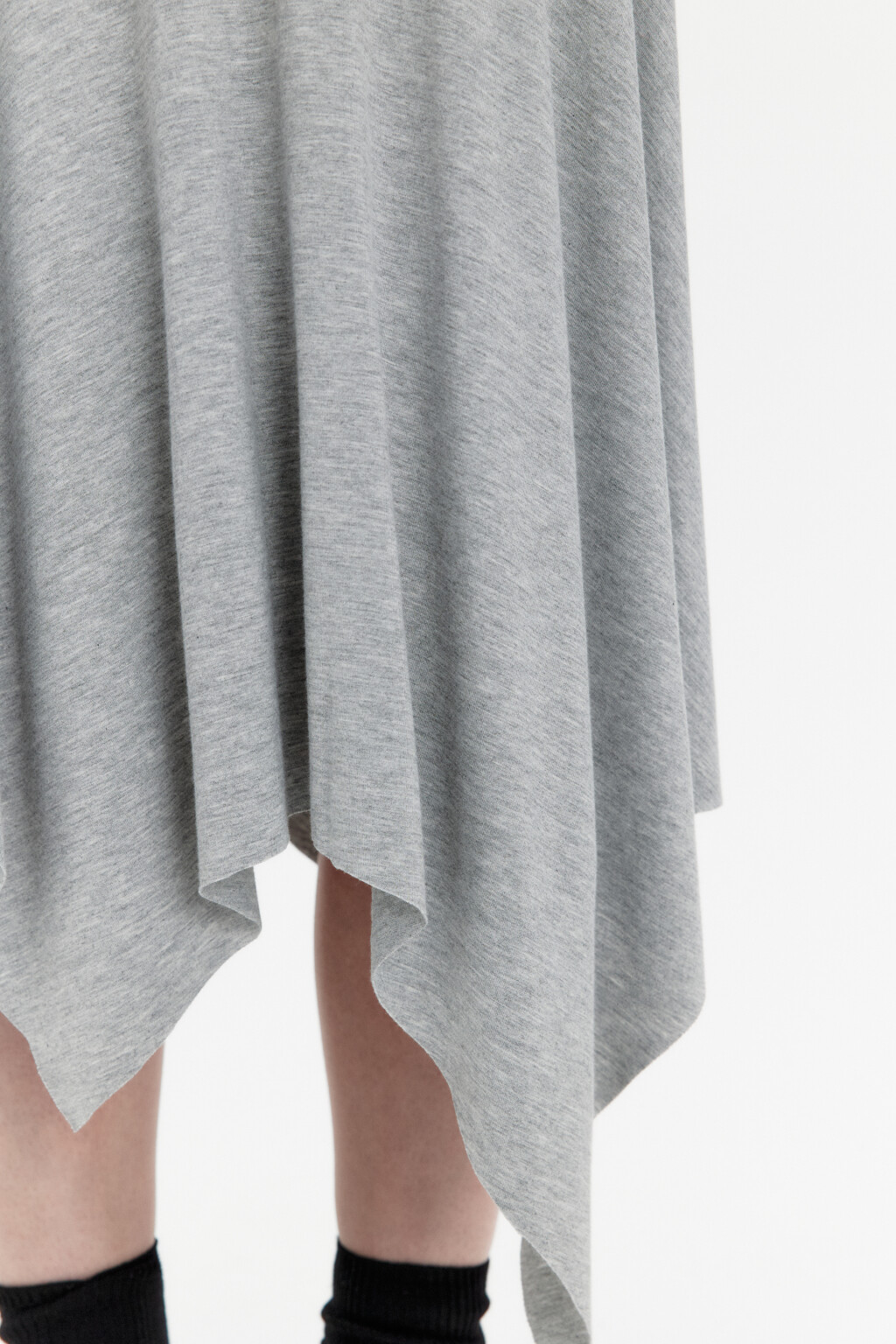 Юбка-годе миди асимметричная из трикотажа - цвет серый - 6