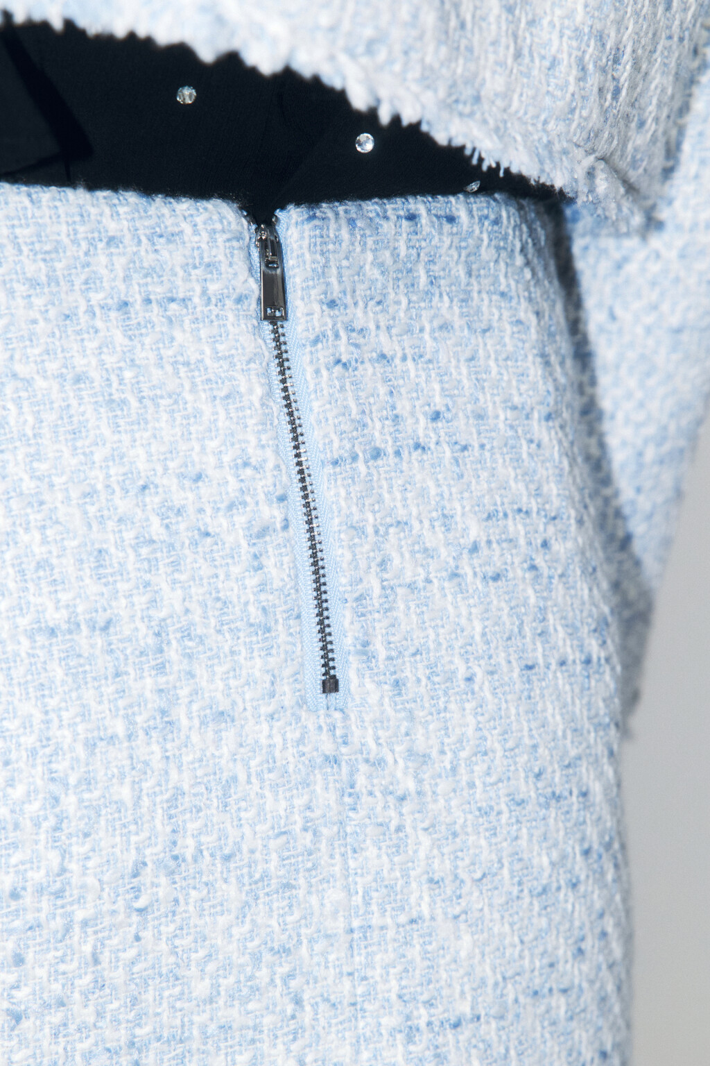 Юбка мини твидовая с высокой посадкой - цвет голубой - 6