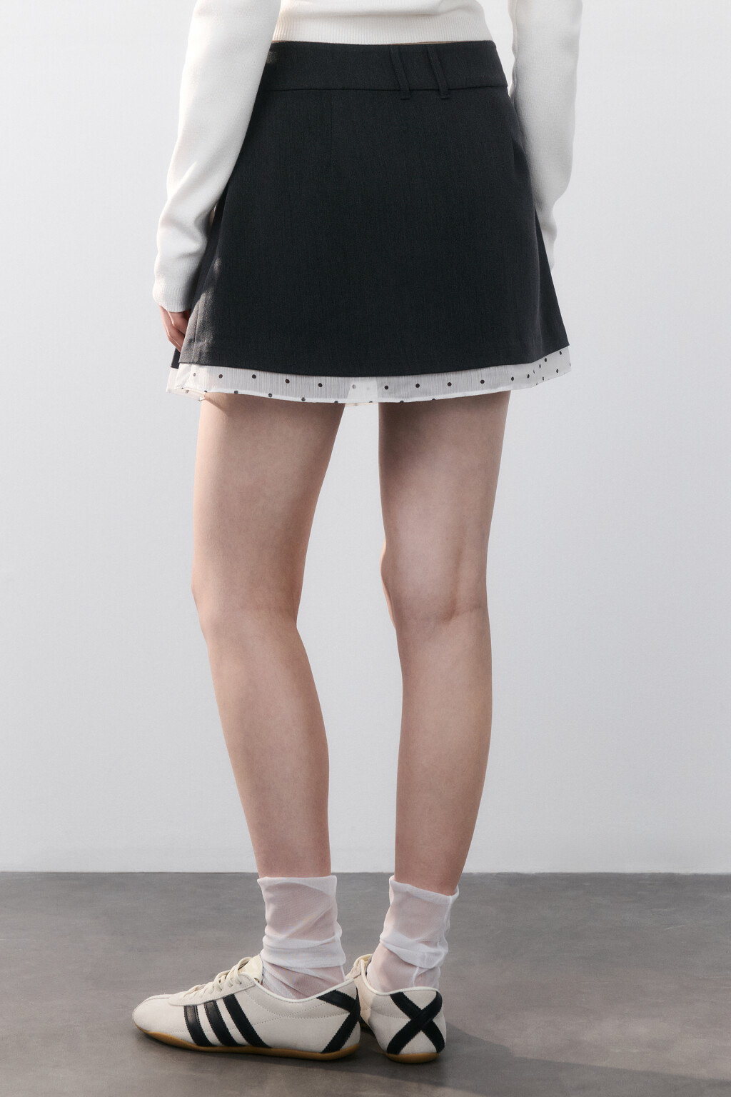 Юбка в складку с подкладкой в горох - цвет серый - 3