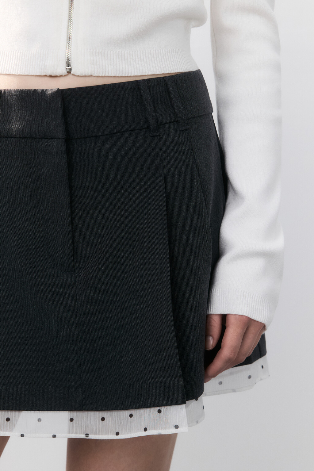 Юбка в складку с подкладкой в горох - цвет серый - 6