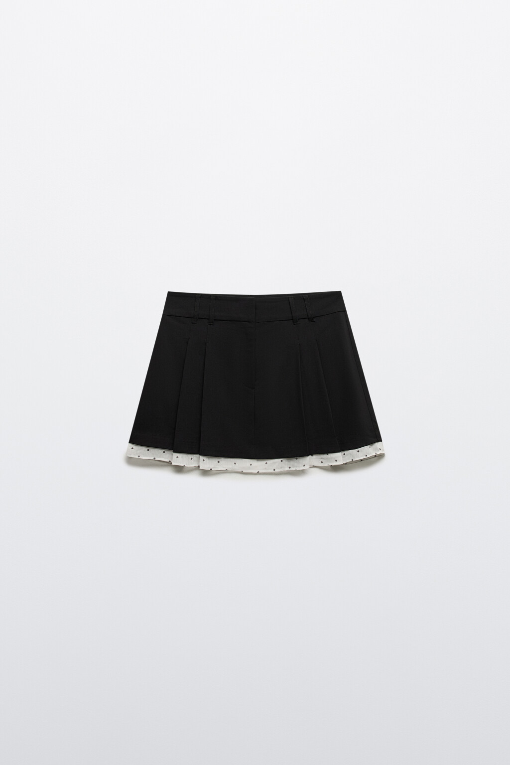 Юбка в складку с подкладкой в горох - цвет черный - 7