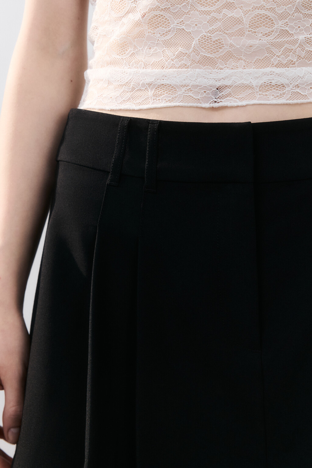 Юбка в складку с подкладкой в горох - цвет черный - 5