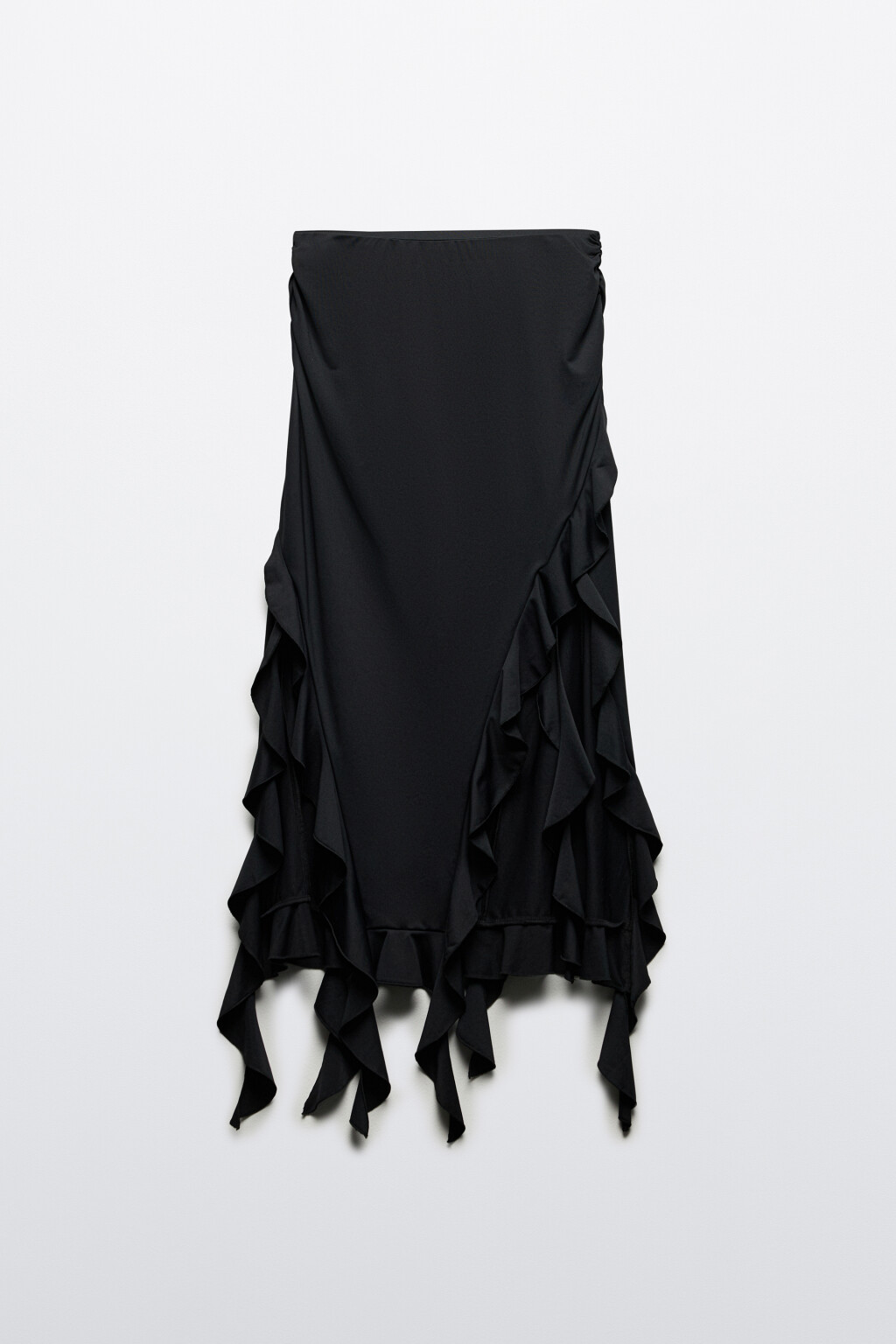 Юбка миди асимметричная с воланами - цвет черный - 7