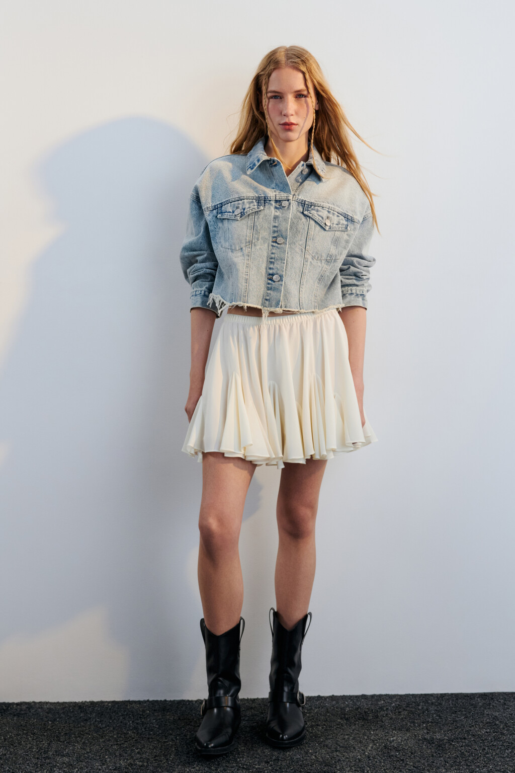 Юбка мини пышная с клиньями - цвет молочный - 2