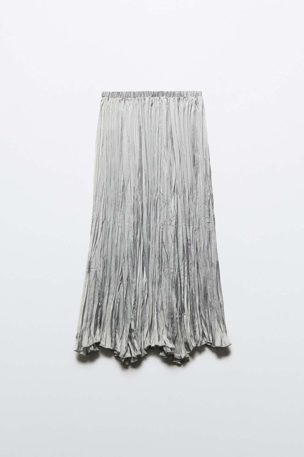 Юбка-трапеция макси из жатого сатина - цвет серый - 7